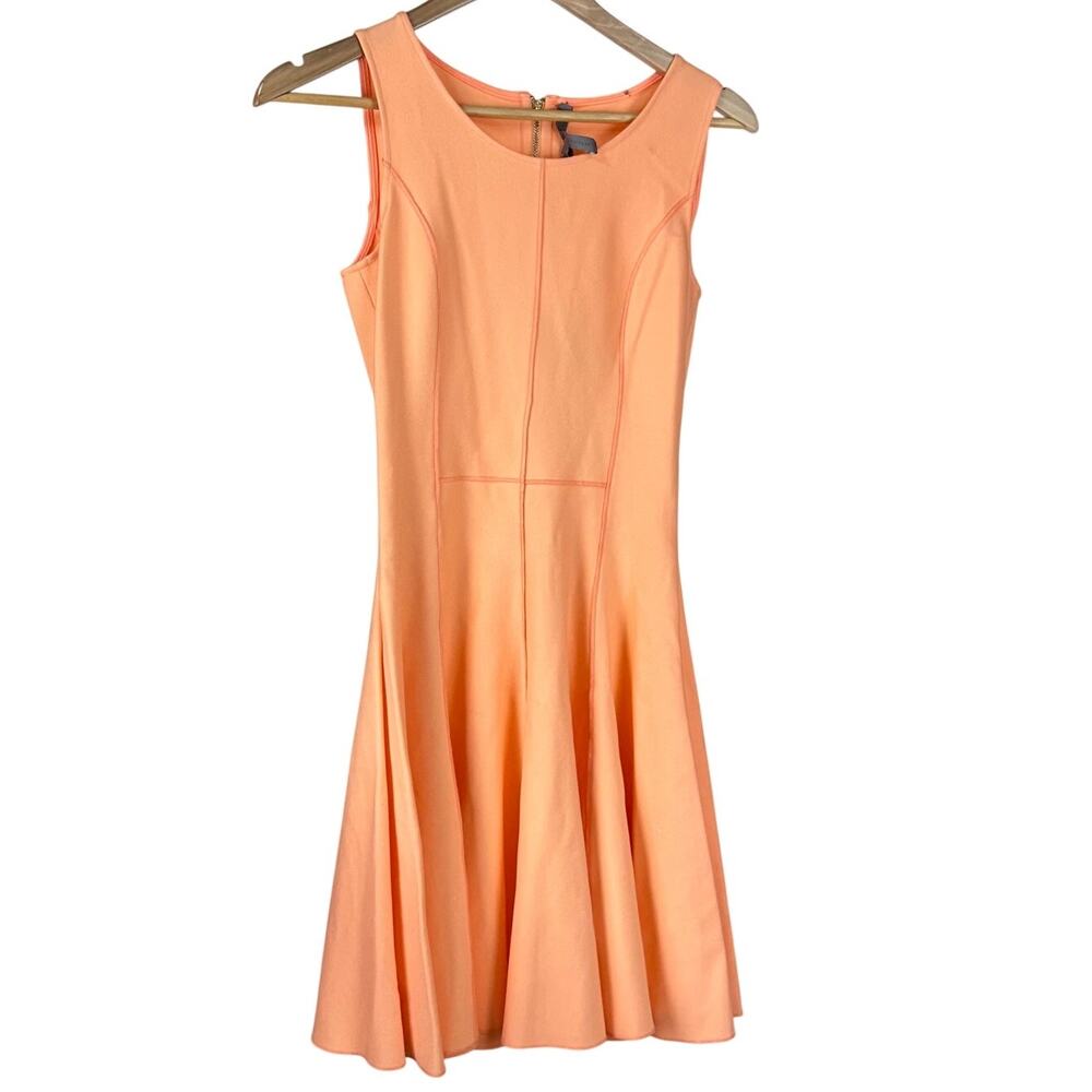 Halston Heritage Flared Skirt Ponte Dress in Nectar Women's Size 0 New With Tags